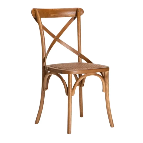 Cross back wooden chair