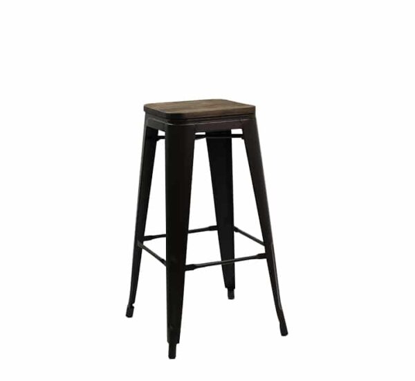Tolix Bar Chair With Wooden Seat