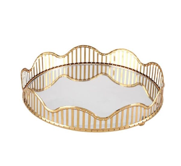 Round Gold Mirror Tray