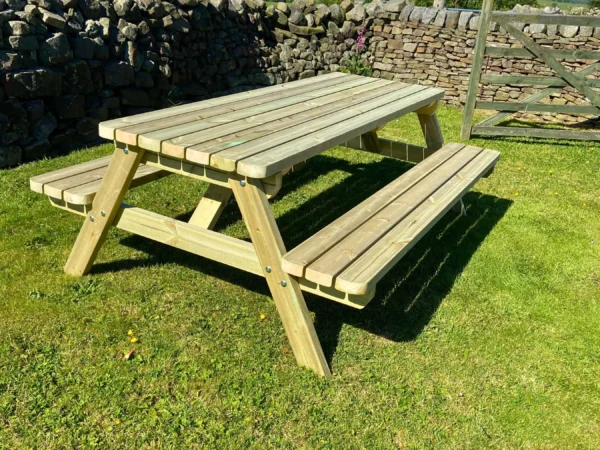 wooden picnic bench - Image 2