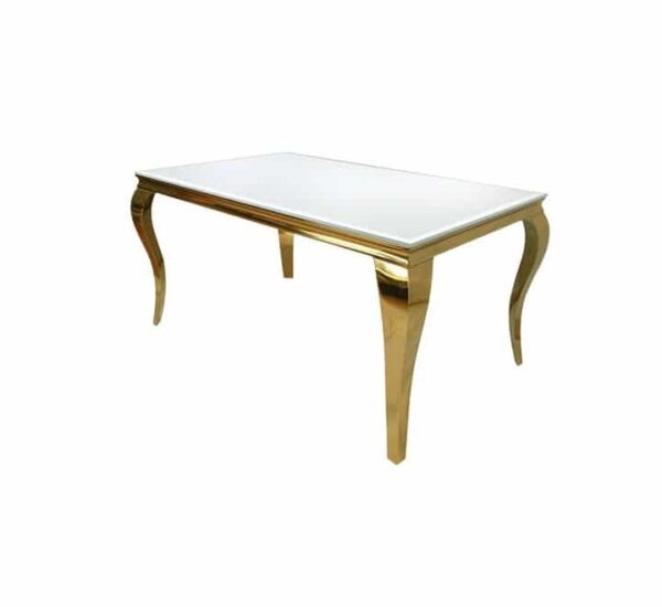 White Wood Top Table with Gold Legs